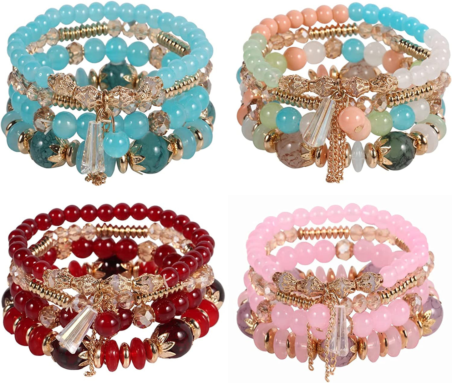 Solosoya Bohemian Boho Stackable Bracelets for Women Set, Girls Stretch Multilayer Stack Beads Colorful Beaded Charm Bracelets Girl Handmade Jewelry Apparel & Accessories > Jewelry > Bracelets Solosoya Color C  