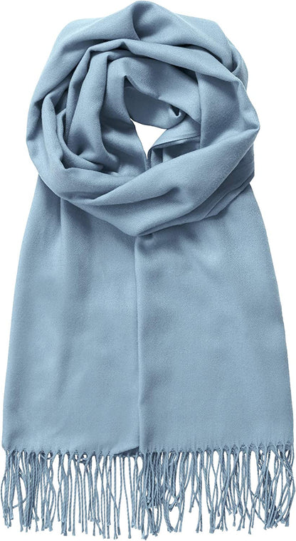 Made by Johnny Unisex Large Lightweight Soft Silky Real Cashmere Shawl Wrap Scarf Apparel & Accessories > Clothing Accessories > Scarves & Shawls Made By Johnny Wsk2091_ash_blue One_Size 