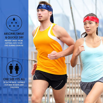 Tarpop 6 Pieces Head Tie Sports Headband Tennis Athletic Bandana Sweat Wicking Hair Band Tie-Dye Elastic Headband Unisex for Men Women Jogging Running Tennis Football Volleyball Rowing Apparel & Accessories > Clothing Accessories > Bandanas & Headties Tarpop   