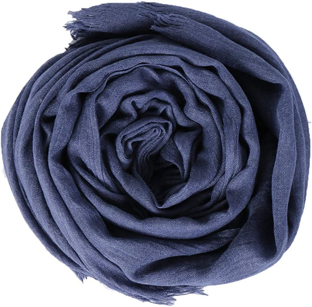 LMVERNA Women Solid Color Scarfs Large Long Lightweight Fringed Headscarf Linen Sheer Shawl Wrap Apparel & Accessories > Clothing Accessories > Scarves & Shawls LMVERNA   