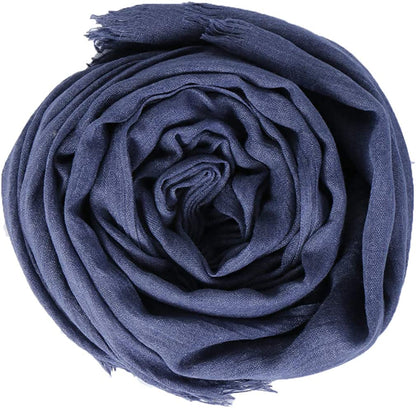 LMVERNA Women Solid Color Scarfs Large Long Lightweight Fringed Headscarf Linen Sheer Shawl Wrap Apparel & Accessories > Clothing Accessories > Scarves & Shawls LMVERNA   