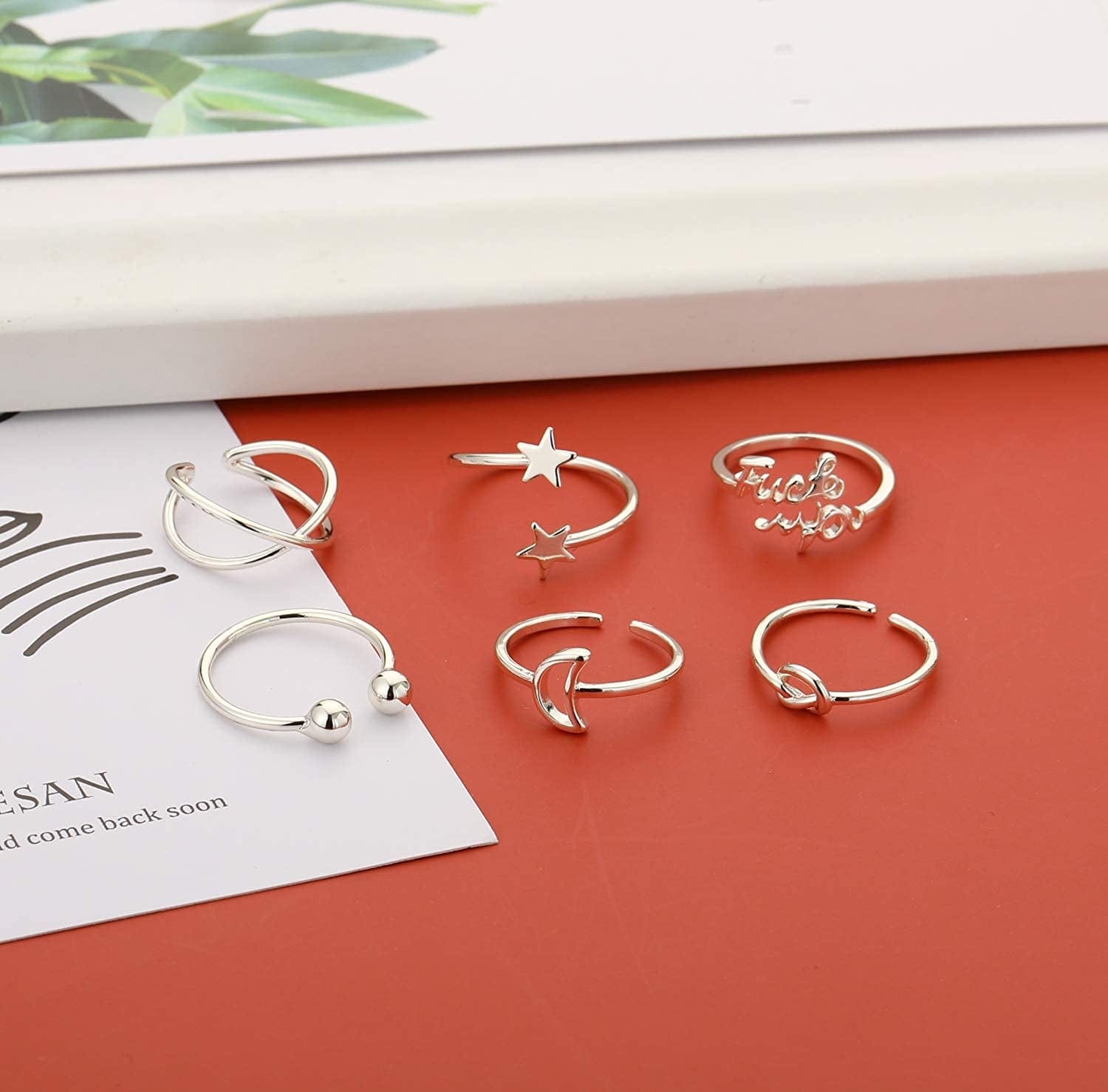11PCS Adjustable Rings for Women,14K Gold Silver Knuckle Rings Set Stackable Finger Rings Pack Open Ring Set for Women Teen Girls