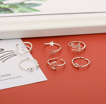 11PCS Adjustable Rings for Women,14K Gold Silver Knuckle Rings Set Stackable Finger Rings Pack Open Ring Set for Women Teen Girls