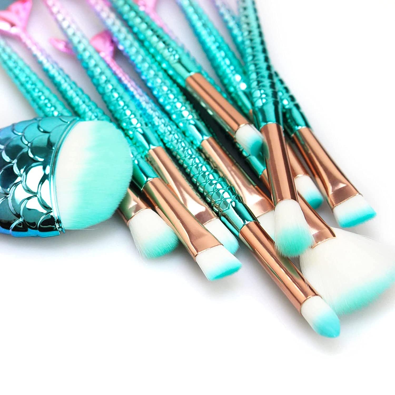 11Pcs Cute Makeup Brushes Set for Girl, Foundation Eyebrow Eyeliner Blush Cosmetic Concealer Brushes Women Girl Cute Make up Tool Set (Colorful Fish Tail Handle) Health & Beauty > Personal Care > Cosmetics > Cosmetic Tools > Makeup Tools NICEMOVIC   