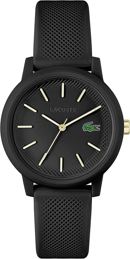 .12.12 Women'S Quartz Plastic and Silicone Strap Watch Black