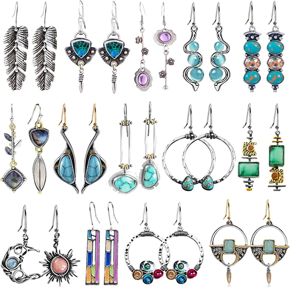 12/14 Pairs Drop Dangle Earrings for Women Boho Jewelry Waterdrop Earrings Set for Girls Apparel & Accessories > Jewelry > Earrings SUNNYOUTH STYLE2  
