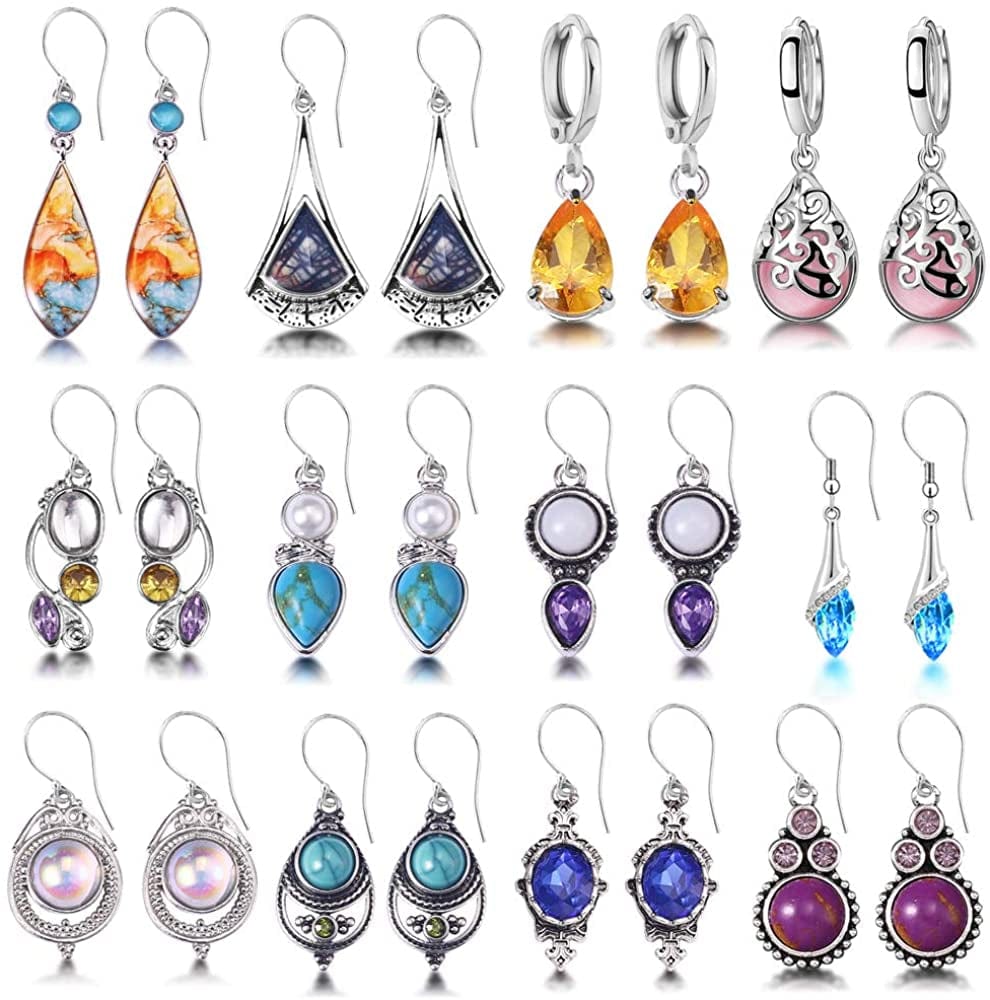 12/14 Pairs Drop Dangle Earrings for Women Boho Jewelry Waterdrop Earrings Set for Girls Apparel & Accessories > Jewelry > Earrings SUNNYOUTH STYLE1  