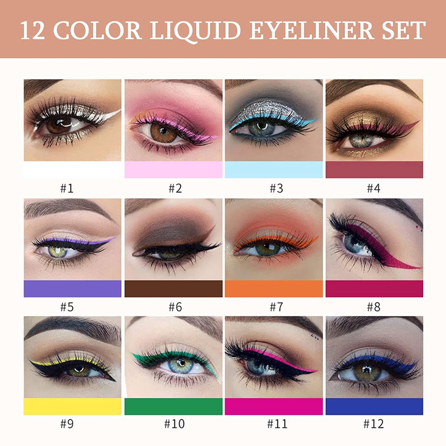 12 Color Liquid Eyeliner Set, Colorful Neon Eyeliner Pencil for Intense Eye Contouring, Long-Wear Eye Neon Makeup Tool with Ultra Fine Tip, Highly Pigmented, Waterproof and Smudge Proof Health & Beauty > Personal Care > Cosmetics > Cosmetic Tools > Makeup Tools POLARHAWK   