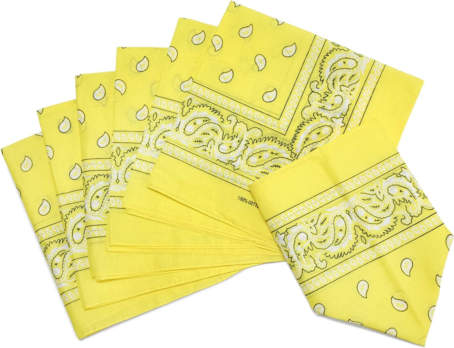 12-Pack Bandana Head & Face Wrap - Washable, Reusable, Unisex, 100% Cotton Apparel & Accessories > Clothing Accessories > Bandanas & Headties Daisy Rose Yellow  