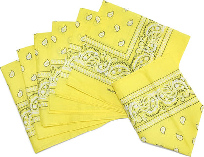 12-Pack Bandana Head & Face Wrap - Washable, Reusable, Unisex, 100% Cotton Apparel & Accessories > Clothing Accessories > Bandanas & Headties Daisy Rose Yellow  