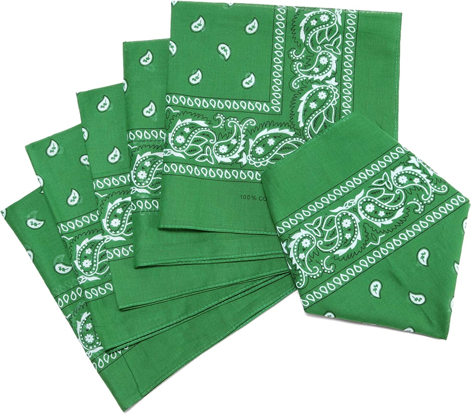 12-Pack Bandana Head & Face Wrap - Washable, Reusable, Unisex, 100% Cotton Apparel & Accessories > Clothing Accessories > Bandanas & Headties Daisy Rose Green  