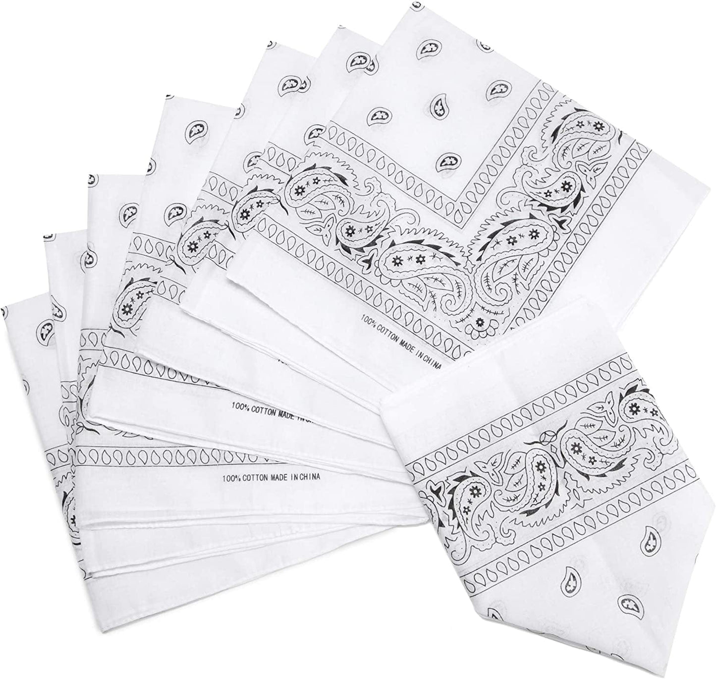 12-Pack Bandana Head & Face Wrap - Washable, Reusable, Unisex, 100% Cotton Apparel & Accessories > Clothing Accessories > Bandanas & Headties Daisy Rose White  