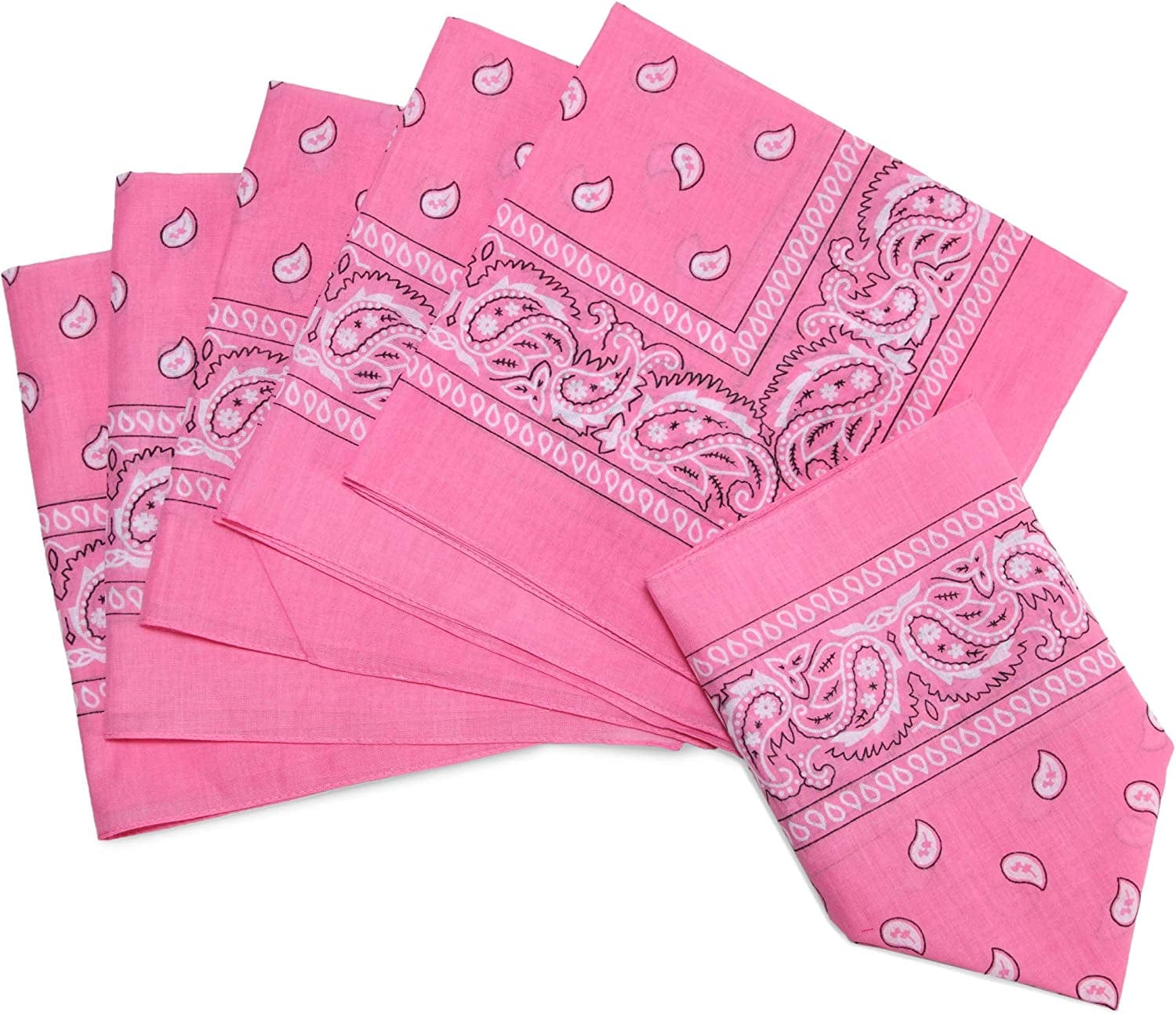 12-Pack Bandana Head & Face Wrap - Washable, Reusable, Unisex, 100% Cotton Apparel & Accessories > Clothing Accessories > Bandanas & Headties Daisy Rose Pink  