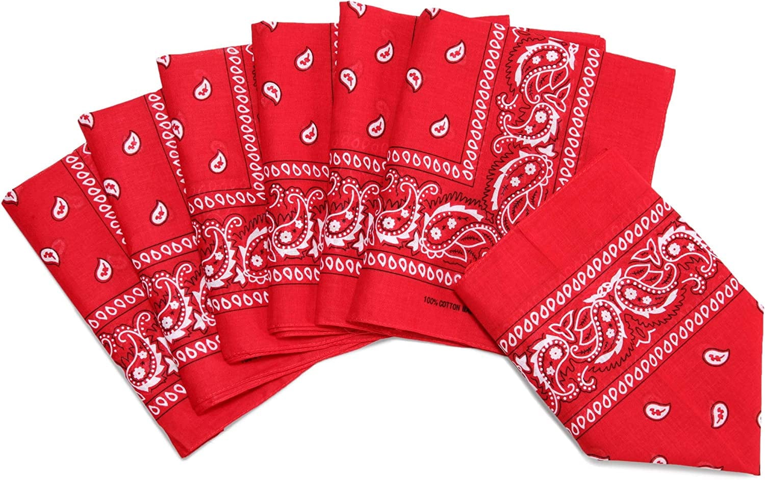 12-Pack Bandana Head & Face Wrap - Washable, Reusable, Unisex, 100% Cotton Apparel & Accessories > Clothing Accessories > Bandanas & Headties Daisy Rose Red  