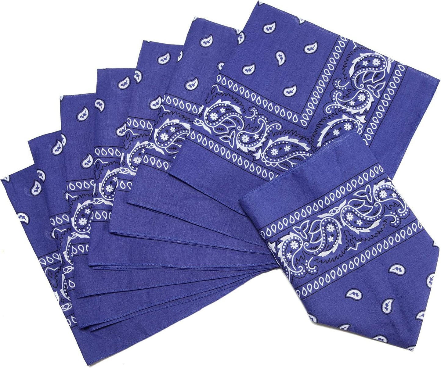 12-Pack Bandana Head & Face Wrap - Washable, Reusable, Unisex, 100% Cotton Apparel & Accessories > Clothing Accessories > Bandanas & Headties Daisy Rose Blue  
