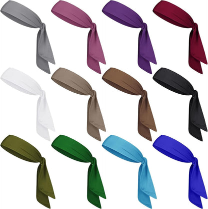12 Pack Head Tie Headbands for Men Women Ninja Karate Headbands for Kids Adjustable Elastic Bandana Sweatbands Athletic Hair Wrap Bands for Sports Tennis Basketball Running Workout Apparel & Accessories > Clothing Accessories > Bandanas & Headties Civaner Dark Color  