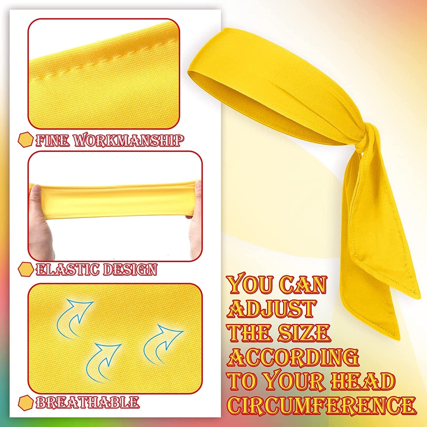 12 Pack Head Tie Headbands for Men Women Ninja Karate Headbands for Kids Adjustable Elastic Bandana Sweatbands Athletic Hair Wrap Bands for Sports Tennis Basketball Running Workout Apparel & Accessories > Clothing Accessories > Bandanas & Headties Civaner   