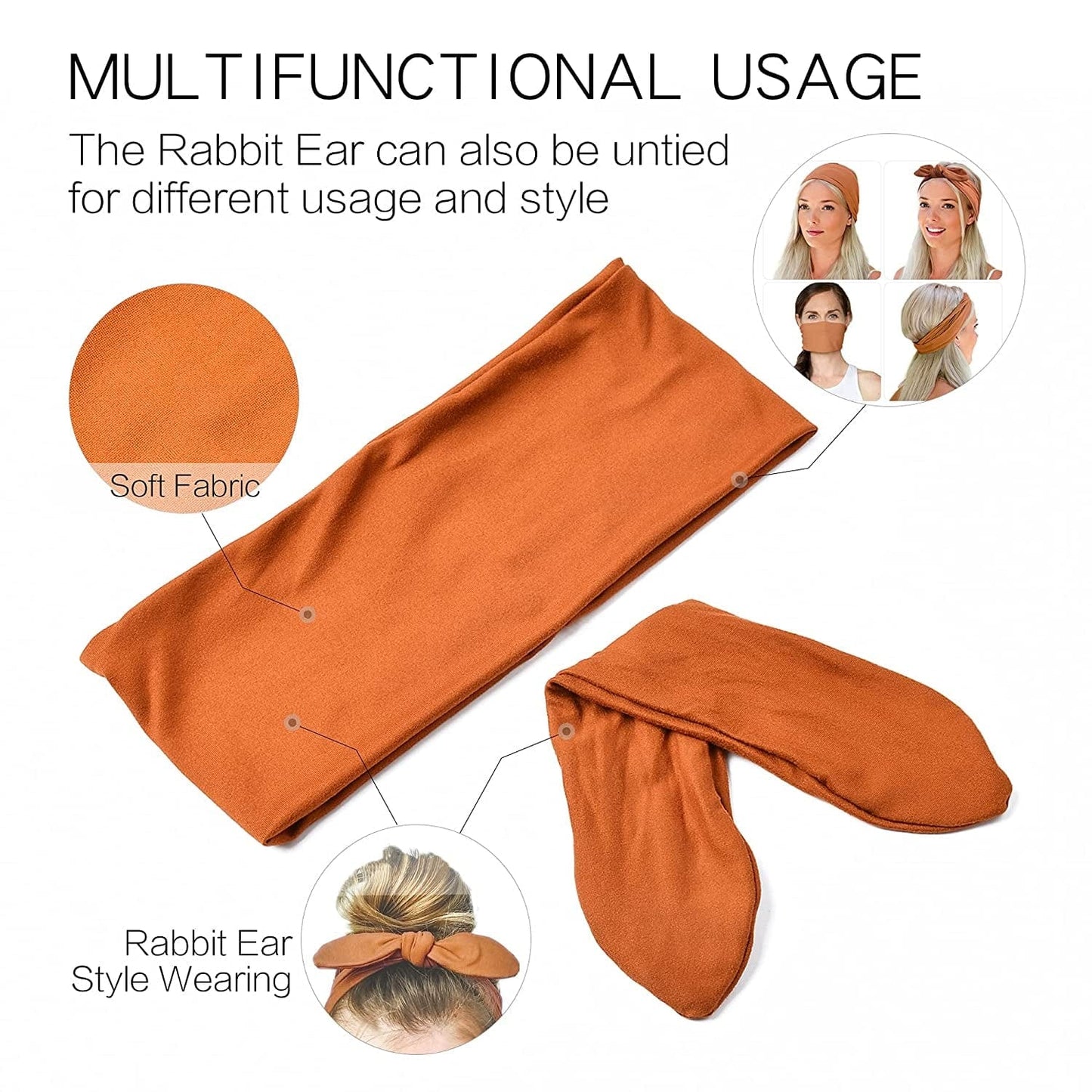 12 Pack Headbands for Women Non Slip Hair Bands with Bows Rabbit Ears Workout Running Sport Sweat Elastic Hair Wrap for Girls Hair Accessories Apparel & Accessories > Clothing Accessories > Bandanas & Headties Jesries   