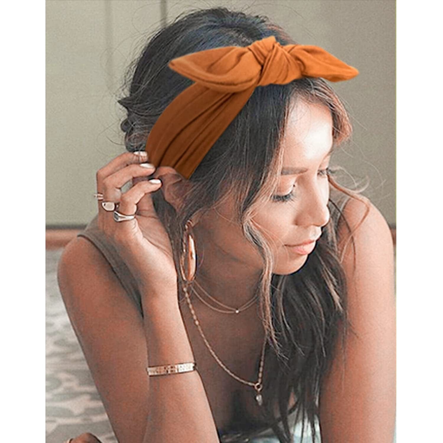 12 Pack Headbands for Women Non Slip Hair Bands with Bows Rabbit Ears Workout Running Sport Sweat Elastic Hair Wrap for Girls Hair Accessories Apparel & Accessories > Clothing Accessories > Bandanas & Headties Jesries   