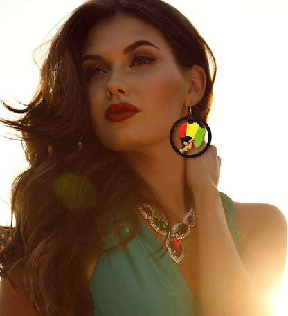 12 Pairs African Map Women Earrings round Natural Wooden Painted Earrings Ethnic Style Dangle Earring (African Themed Patterns) Apparel & Accessories > Jewelry > Earrings Hicarer   