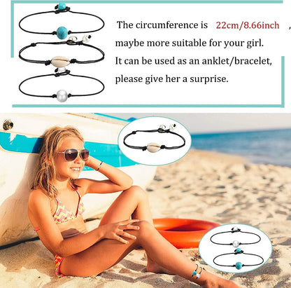 12 PCS Beaded Anklet Bracelets for Women Girls Adjustable Colorful Gold Anklet Bracelets Handmade Boho Waterproof Beach Shell Ankle Bracelet Summer Foot Jewelry Honsny Apparel & Accessories > Jewelry > Anklets Honsny   