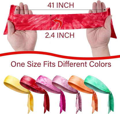 12 Pcs Dye Tie Headbands Adjustable Tie on Headband Elastic Sweat Sports Bandana Non Slip Sports Head Ties for Women Athletic Hair Head Band for Men Running Yoga Soccer Workout Accessories, 12 Colors Apparel & Accessories > Clothing Accessories > Bandanas & Headties Civaner   
