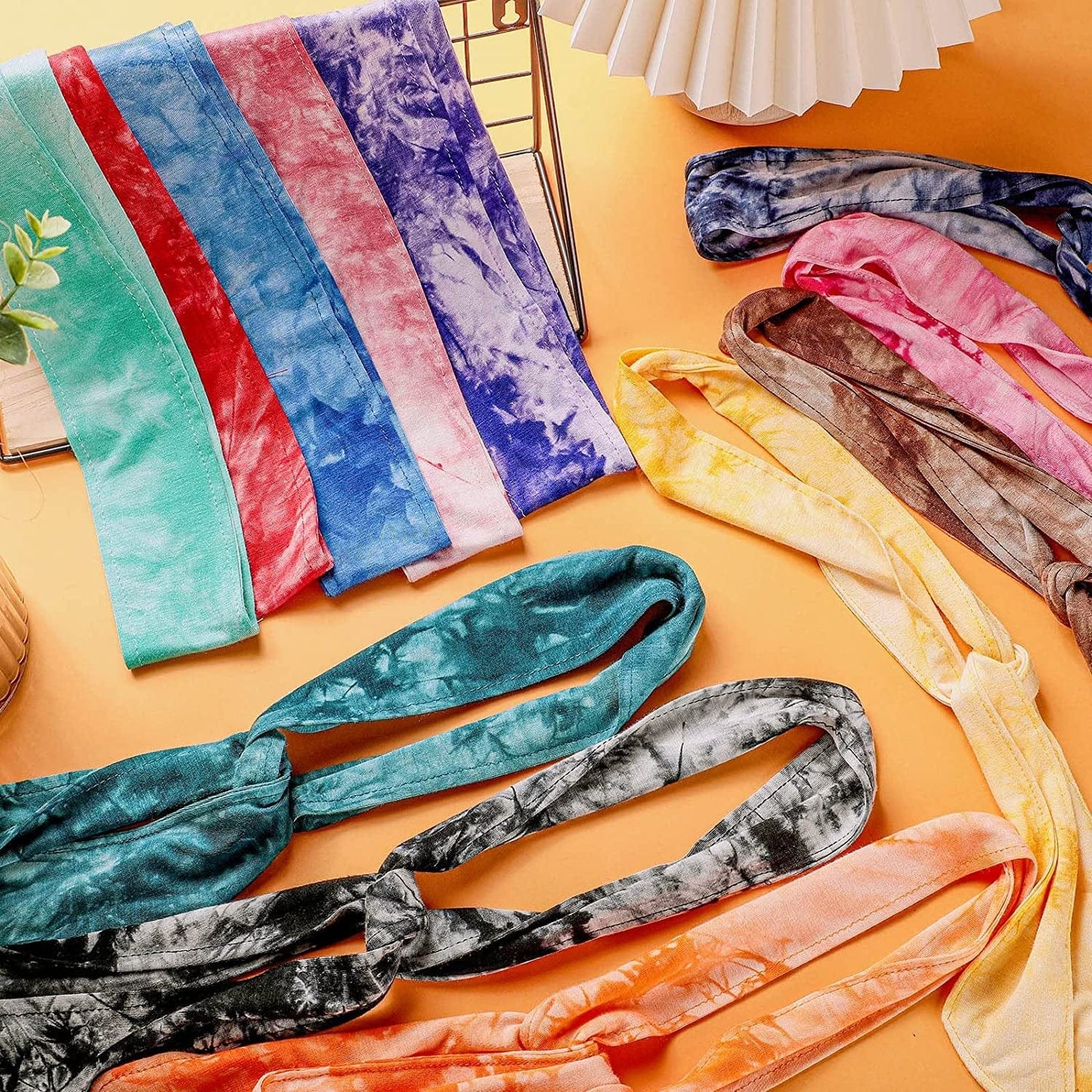 12 Pcs Dye Tie Headbands Adjustable Tie on Headband Elastic Sweat Sports Bandana Non Slip Sports Head Ties for Women Athletic Hair Head Band for Men Running Yoga Soccer Workout Accessories, 12 Colors Apparel & Accessories > Clothing Accessories > Bandanas & Headties Civaner   