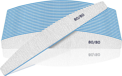 12 PCS Nail Files for Acrylic Nails, 80/80 Grit Nail File for Poly Nail Extension Gel Emery Boards Nail Files Doubled Sides Coarse Washable Nail File Manicure Tools for Home and Salon Use Health & Beauty > Personal Care > Cosmetics > Cosmetic Tools > Nail Tools BLESWIN 80/80 Grit False Nails （very rough）  