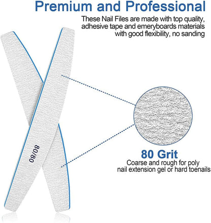 12 PCS Nail Files for Acrylic Nails, 80/80 Grit Nail File for Poly Nail Extension Gel Emery Boards Nail Files Doubled Sides Coarse Washable Nail File Manicure Tools for Home and Salon Use Health & Beauty > Personal Care > Cosmetics > Cosmetic Tools > Nail Tools BLESWIN   