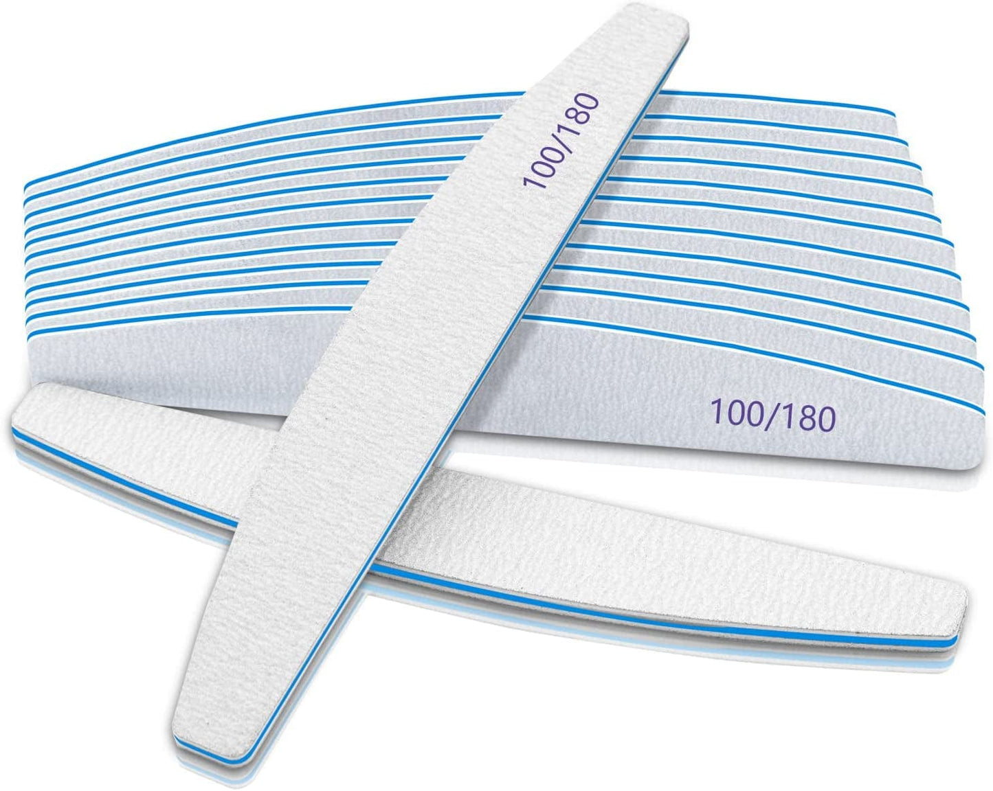 12 PCS Nail Files for Acrylic Nails, 80/80 Grit Nail File for Poly Nail Extension Gel Emery Boards Nail Files Doubled Sides Coarse Washable Nail File Manicure Tools for Home and Salon Use Health & Beauty > Personal Care > Cosmetics > Cosmetic Tools > Nail Tools BLESWIN 100/180 Grit False Nails/Nails Edge  