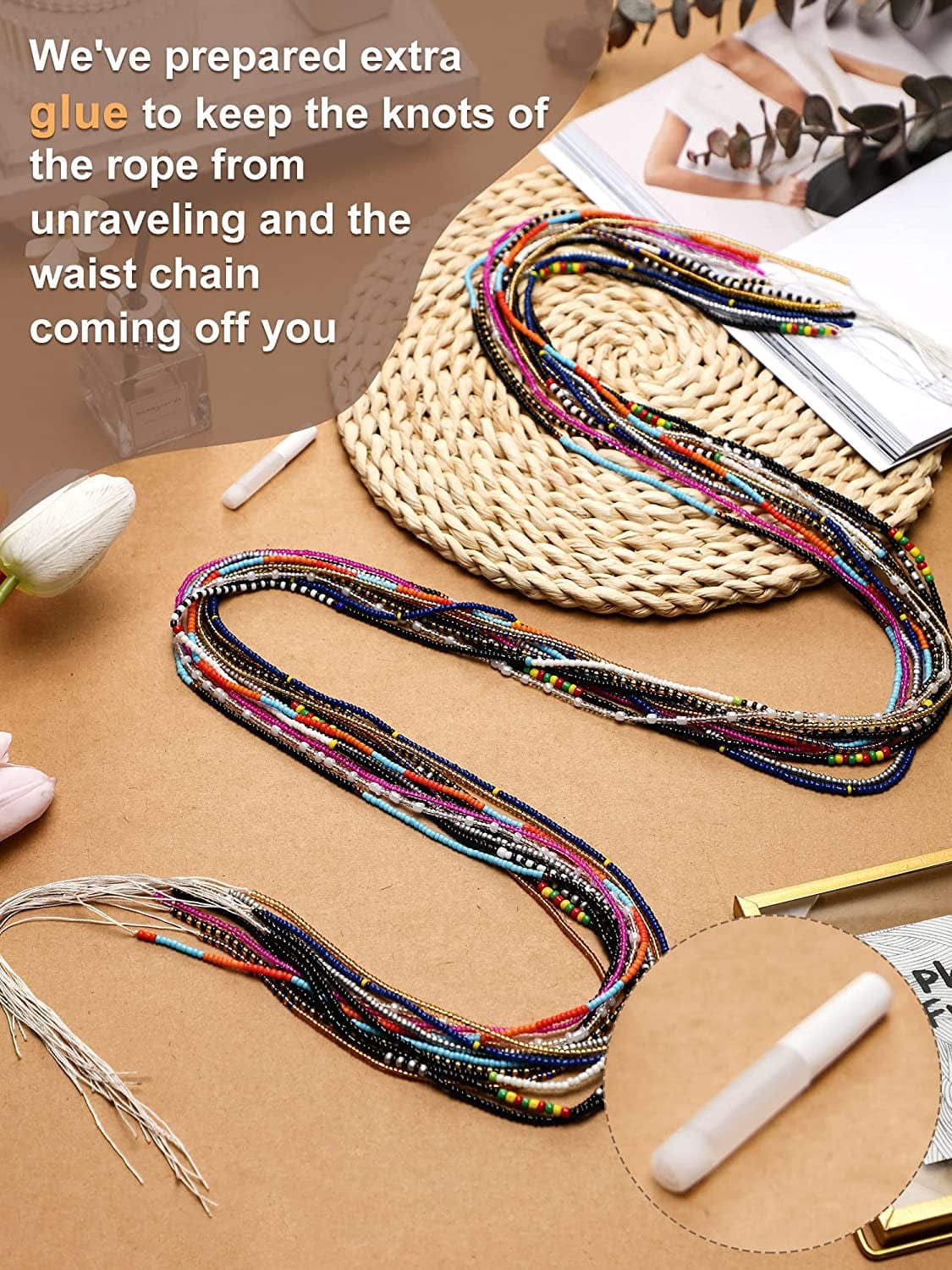 12 Pieces 50 Inch Waist Beads Set Summer Handmade Colorful African Belly Beads Chain plus Size Body Jewelry Non Stretching Belly Chain Jewelry for Women Colorful Waist Jewelry Apparel & Accessories > Jewelry > Body Jewelry Fumete   