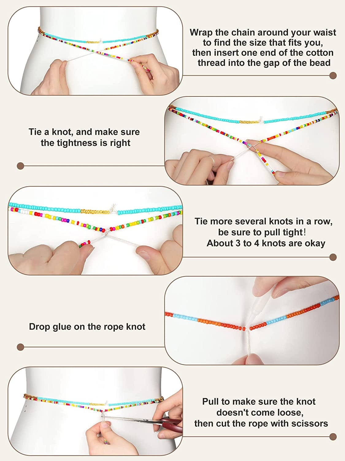12 Pieces 50 Inch Waist Beads Set Summer Handmade Colorful African Belly Beads Chain plus Size Body Jewelry Non Stretching Belly Chain Jewelry for Women Colorful Waist Jewelry Apparel & Accessories > Jewelry > Body Jewelry Fumete   