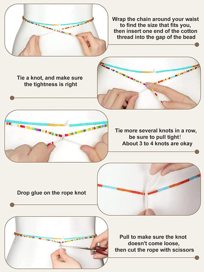 12 Pieces 50 Inch Waist Beads Set Summer Handmade Colorful African Belly Beads Chain plus Size Body Jewelry Non Stretching Belly Chain Jewelry for Women Colorful Waist Jewelry Apparel & Accessories > Jewelry > Body Jewelry Fumete   