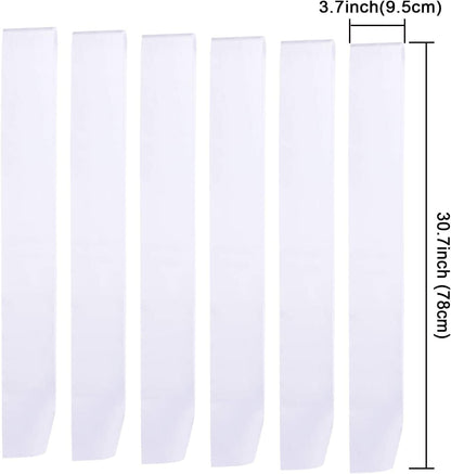12 Pieces Blank Satin Sashes Plain Sashes Party Accessory for Graduation Wedding Party DIY Supplies(White) Apparel & Accessories > Clothing Accessories > Sashes Patelai   