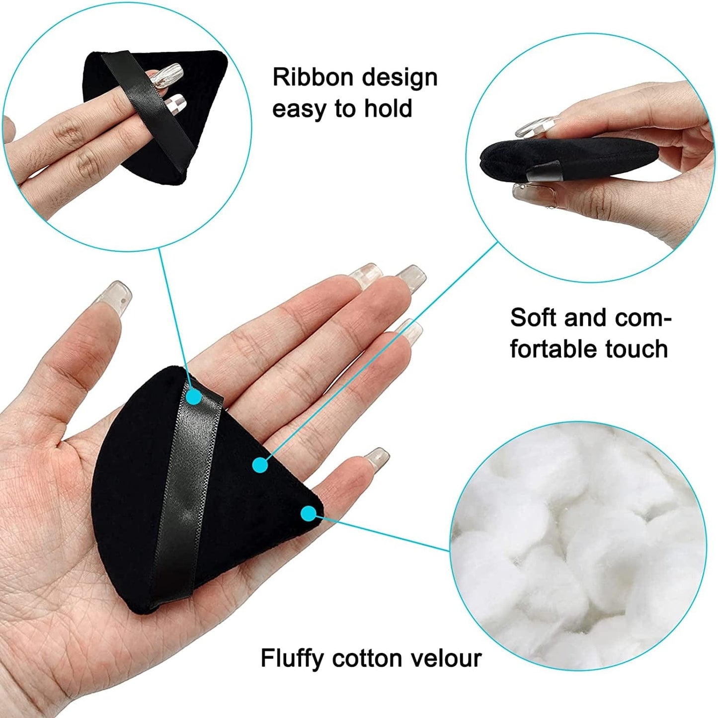 12 Pieces Cosmetic Powder Puff,2.76 Inch Portable Soft Sponge Setting Face Puffs,Triangle Velvet Powder Puff with Ribbon Band Handle for Loose Powder Body Powder Makeup Tool Health & Beauty > Personal Care > Cosmetics > Cosmetic Tools > Makeup Tools Scartink   