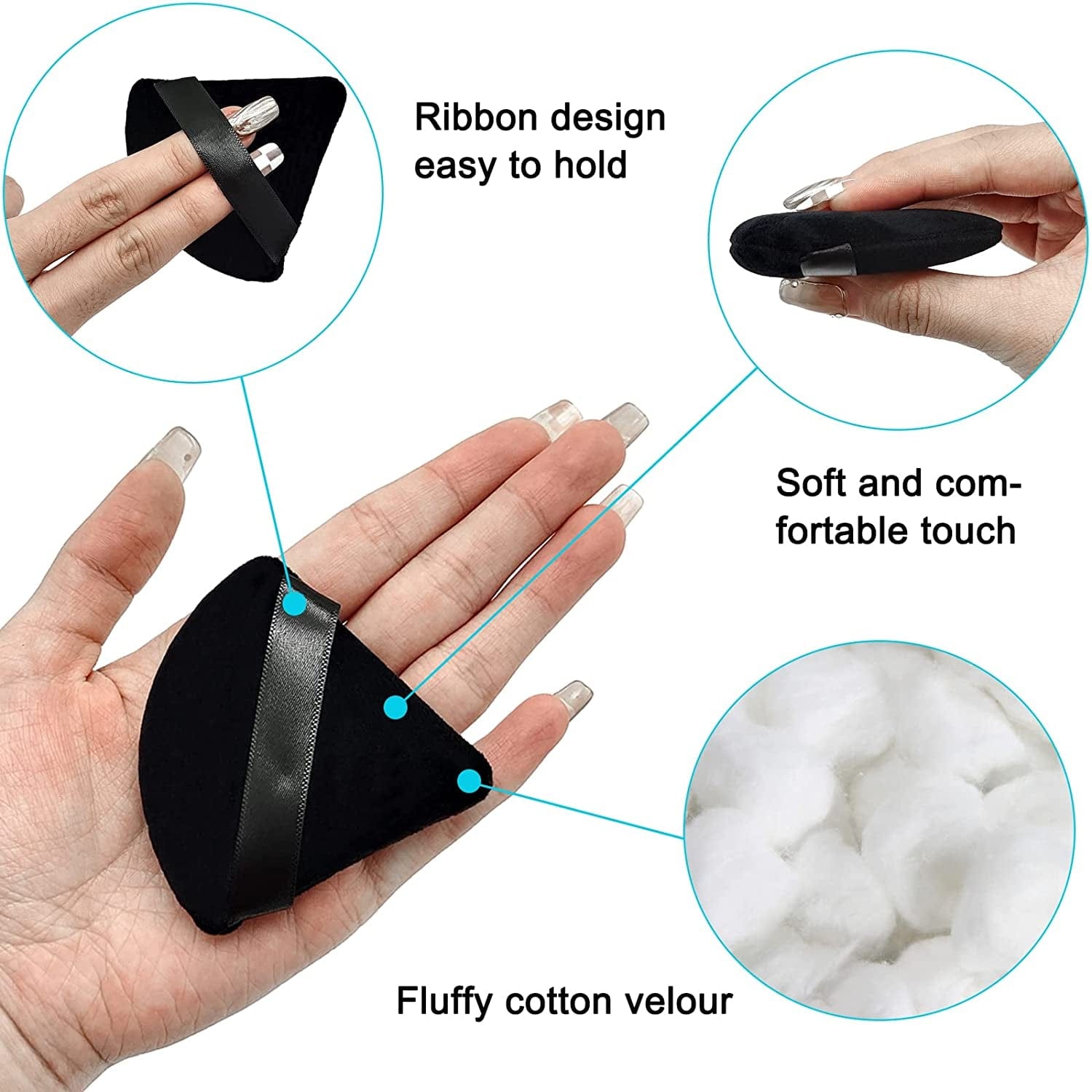 12 Pieces Cosmetic Powder Puff,2.76 Inch Portable Soft Sponge Setting Face Puffs,Triangle Velvet Powder Puff with Ribbon Band Handle for Loose Powder Body Powder Makeup Tool Health & Beauty > Personal Care > Cosmetics > Cosmetic Tools > Makeup Tools Scartink   