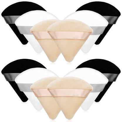 12 Pieces Cosmetic Powder Puff,2.76 Inch Portable Soft Sponge Setting Face Puffs,Triangle Velvet Powder Puff with Ribbon Band Handle for Loose Powder Body Powder Makeup Tool Health & Beauty > Personal Care > Cosmetics > Cosmetic Tools > Makeup Tools Scartink Black,White,Nude  