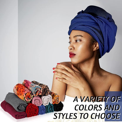 12 Pieces Head Wraps for Women Turban Head Wraps Solid Color African Headwear Headband Tie Soft Long Hair Wrap Scarf Apparel & Accessories > Clothing Accessories > Headwear Geyoga   
