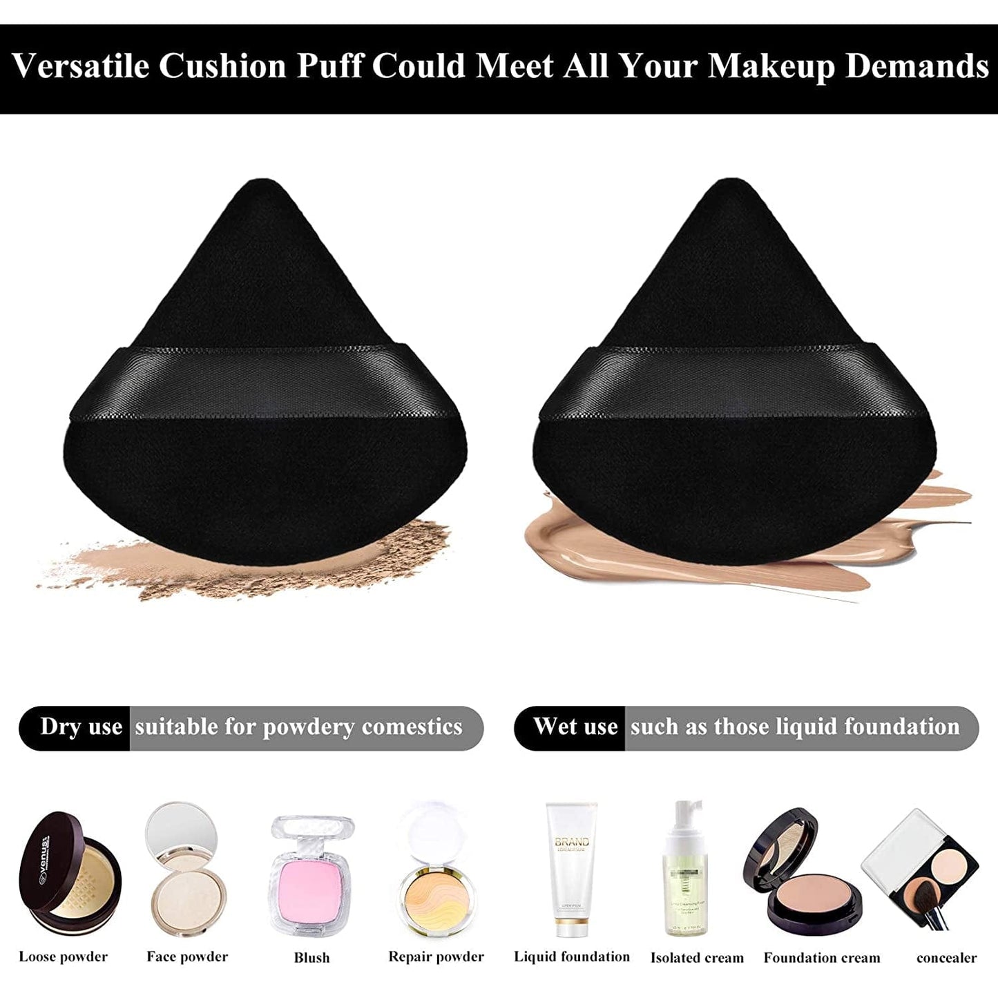12 Pieces Powder Puff Face Triangle Makeup Puff for Loose Powder Soft Body Cosmetic Foundation Sponge Mineral Powder Wet Dry Makeup Tool(Black,Small) Health & Beauty > Personal Care > Cosmetics > Cosmetic Tools > Makeup Tools Maitys   