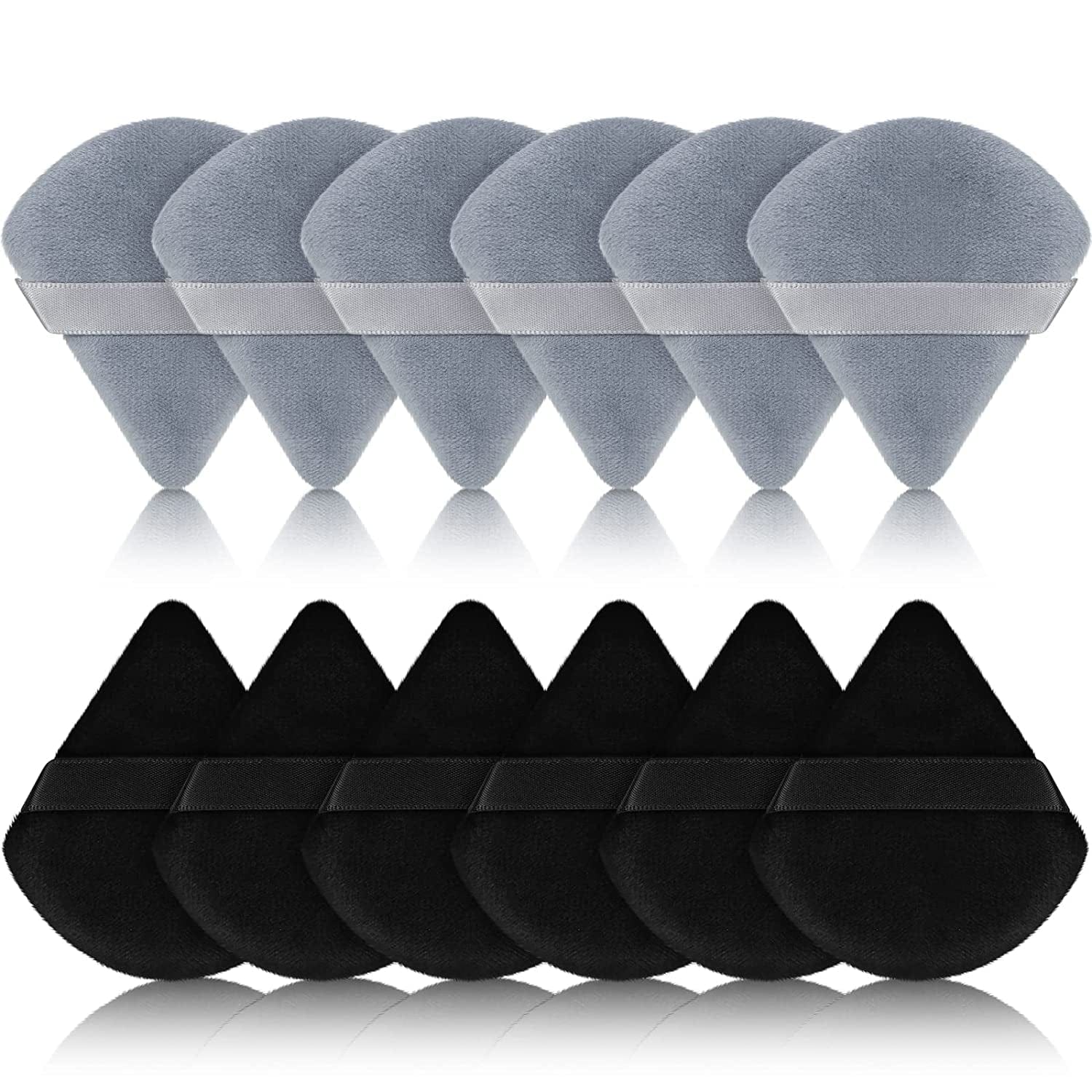 12 Pieces Powder Puff Face Triangle Makeup Puff for Loose Powder Soft Body Cosmetic Foundation Sponge Mineral Powder Wet Dry Makeup Tool(Black,Small) Health & Beauty > Personal Care > Cosmetics > Cosmetic Tools > Makeup Tools Maitys Black, Gray  