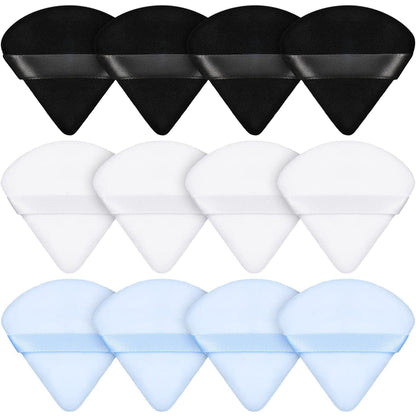 12 Pieces Powder Puff Face Triangle Makeup Puff for Loose Powder Soft Body Cosmetic Foundation Sponge Mineral Powder Wet Dry Makeup Tool(Black,Small) Health & Beauty > Personal Care > Cosmetics > Cosmetic Tools > Makeup Tools Maitys Black, White, Blue  