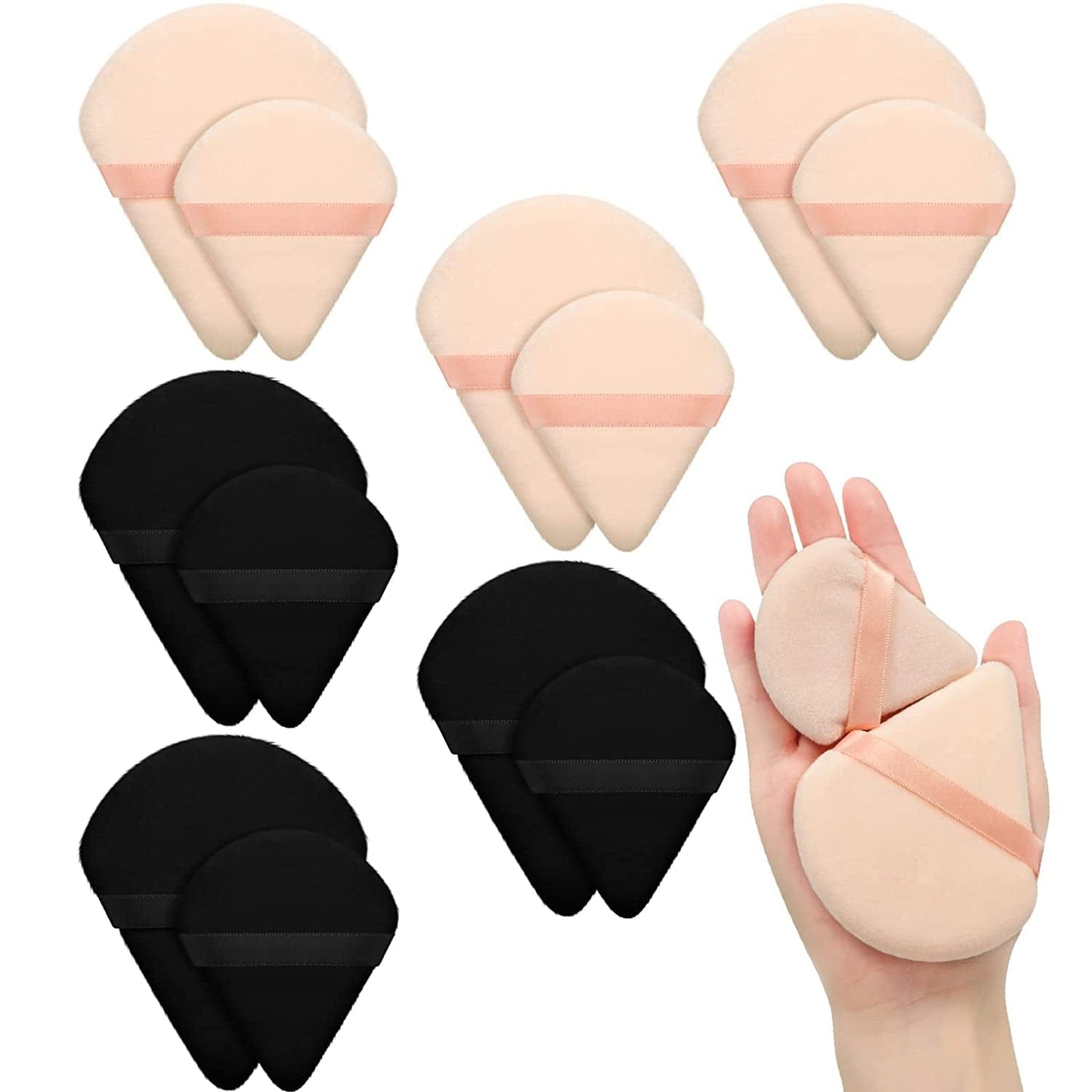 12 Pieces Powder Puff Face Triangle Makeup Puff for Loose Powder Soft Body Cosmetic Foundation Sponge Mineral Powder Wet Dry Makeup Tool(Black,Small) Health & Beauty > Personal Care > Cosmetics > Cosmetic Tools > Makeup Tools Maitys Black, Nude Color, Large, Small  