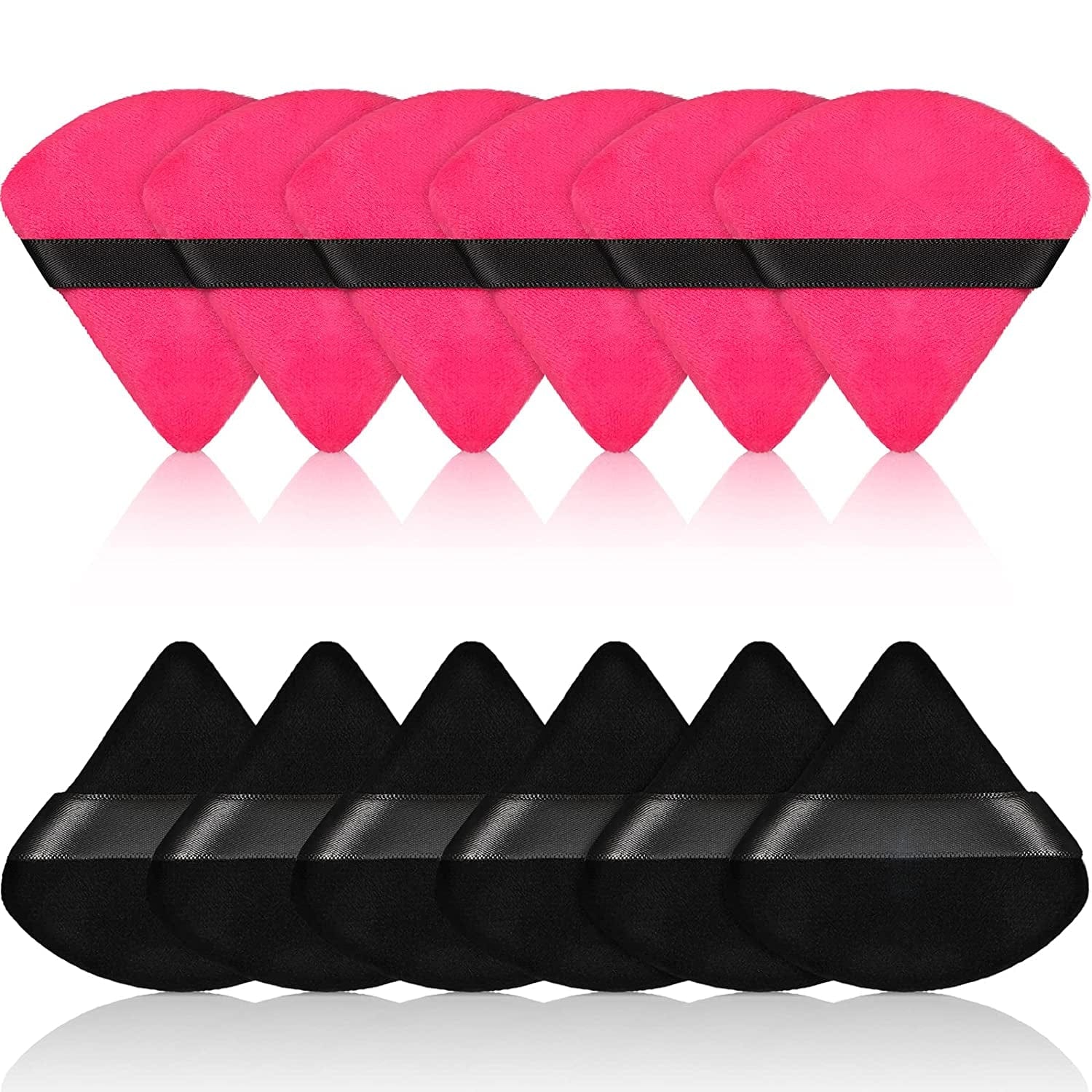 12 Pieces Powder Puff Face Triangle Makeup Puff for Loose Powder Soft Body Cosmetic Foundation Sponge Mineral Powder Wet Dry Makeup Tool(Black,Small) Health & Beauty > Personal Care > Cosmetics > Cosmetic Tools > Makeup Tools Maitys Black, Rose Red  