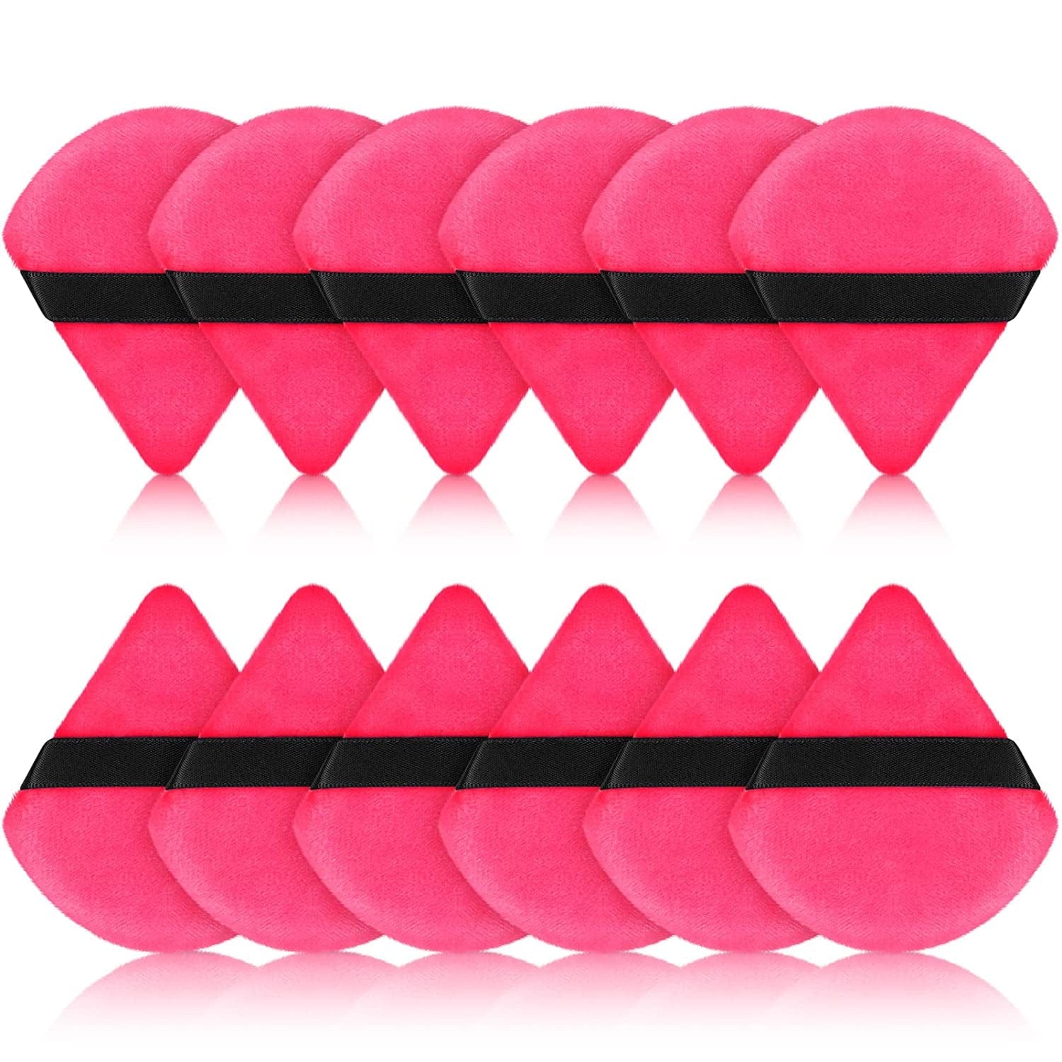12 Pieces Powder Puff Face Triangle Makeup Puff for Loose Powder Soft Body Cosmetic Foundation Sponge Mineral Powder Wet Dry Makeup Tool(Black,Small) Health & Beauty > Personal Care > Cosmetics > Cosmetic Tools > Makeup Tools Maitys Rose Red  