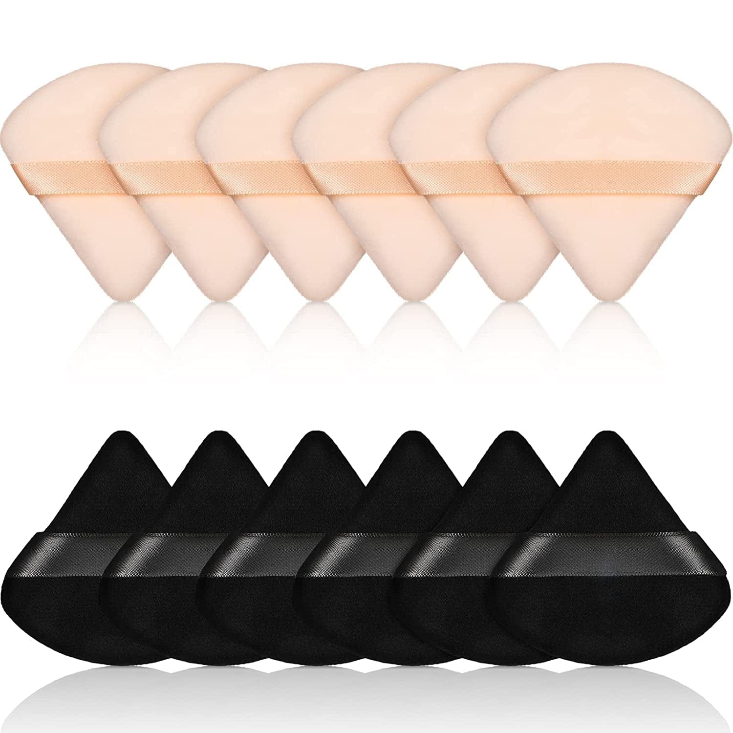 12 Pieces Powder Puff Face Triangle Makeup Puff for Loose Powder Soft Body Cosmetic Foundation Sponge Mineral Powder Wet Dry Makeup Tool(Black,Small) Health & Beauty > Personal Care > Cosmetics > Cosmetic Tools > Makeup Tools Maitys Black, Nude Color  