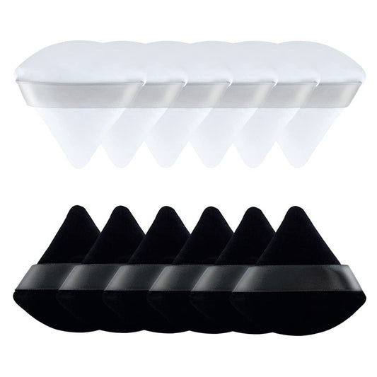 12 Pieces Pure Cotton Face Powder Puff, Soft Triangle Makeup Puff for Loose Powder, Mineral Powder, Foundation, Blush, Body Cosmetic Makeup Tool(Black,White) Health & Beauty > Personal Care > Cosmetics > Cosmetic Tools > Makeup Tools yuntop   