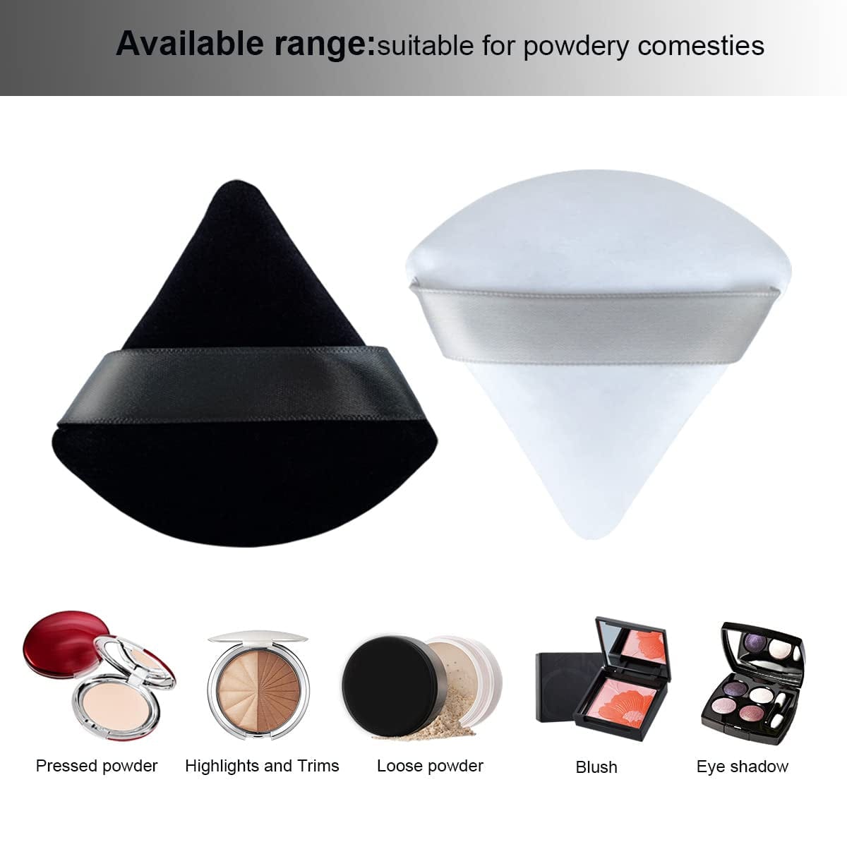 12 Pieces Pure Cotton Face Powder Puff, Soft Triangle Makeup Puff for Loose Powder, Mineral Powder, Foundation, Blush, Body Cosmetic Makeup Tool(Black,White) Health & Beauty > Personal Care > Cosmetics > Cosmetic Tools > Makeup Tools yuntop   