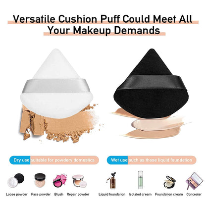 12 Pieces Pure Cotton Powder Puff Face Triangle Soft Makeup Puff for Loose Powder Body Cosmetic Foundation Sponge Mineral Powder Wet Dry Makeup Tool with Strap-Black/White Health & Beauty > Personal Care > Cosmetics > Cosmetic Tools > Makeup Tools TULOBI   