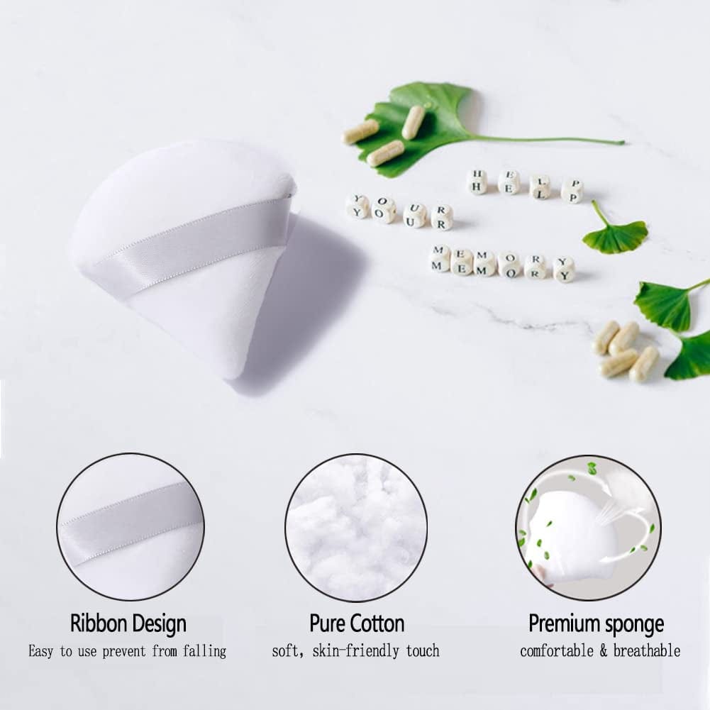 12 Pieces Pure Cotton Powder Puff Face Triangle Soft Makeup Puff for Loose Powder Body Cosmetic Foundation Sponge Mineral Powder Wet Dry Makeup Tool with Strap-Black/White Health & Beauty > Personal Care > Cosmetics > Cosmetic Tools > Makeup Tools TULOBI   