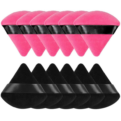 12 Pieces Pure Cotton Powder Puff Face Triangle Soft Makeup Puff for Loose Powder Body Cosmetic Foundation Sponge Mineral Powder Wet Dry Makeup Tool with Strap-Black/White Health & Beauty > Personal Care > Cosmetics > Cosmetic Tools > Makeup Tools TULOBI Black+Rose Red  
